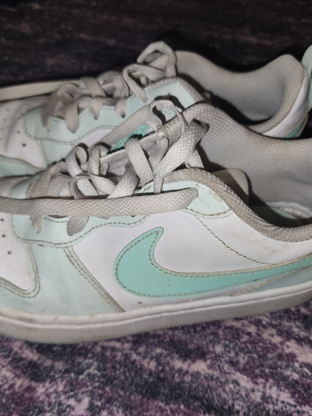 Nike White Sneakers with Mint Swoosh Accent